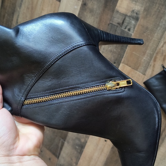 Charles David Black Leather Mid Calf Pointed Stilleo Heel Boots Sz 10 Women - Picture 17 of 17